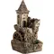 Outdoor Floor Tiered Fairy Castle Waterwheel Water Fountain with Realistic Stone Look, 35", Brown