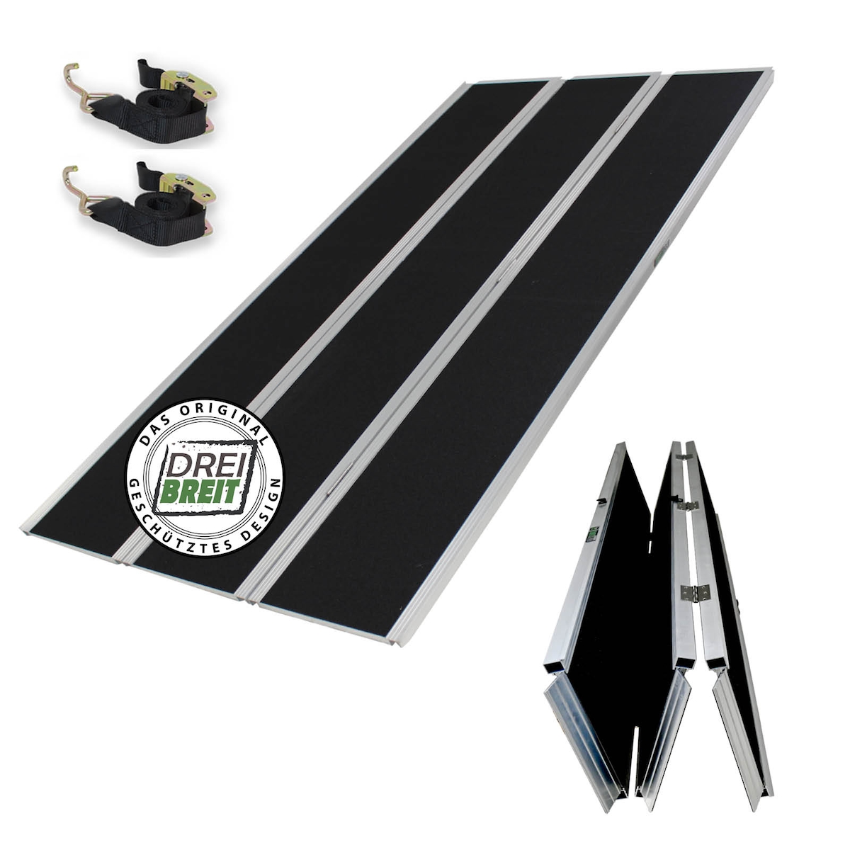 Baumarktplus DREIBREIT by TRUTZHOLM Alu Auffahrrampe 215 cm 2-fach klappbar 1020 kg Alu beschichtet Verladerampe Image