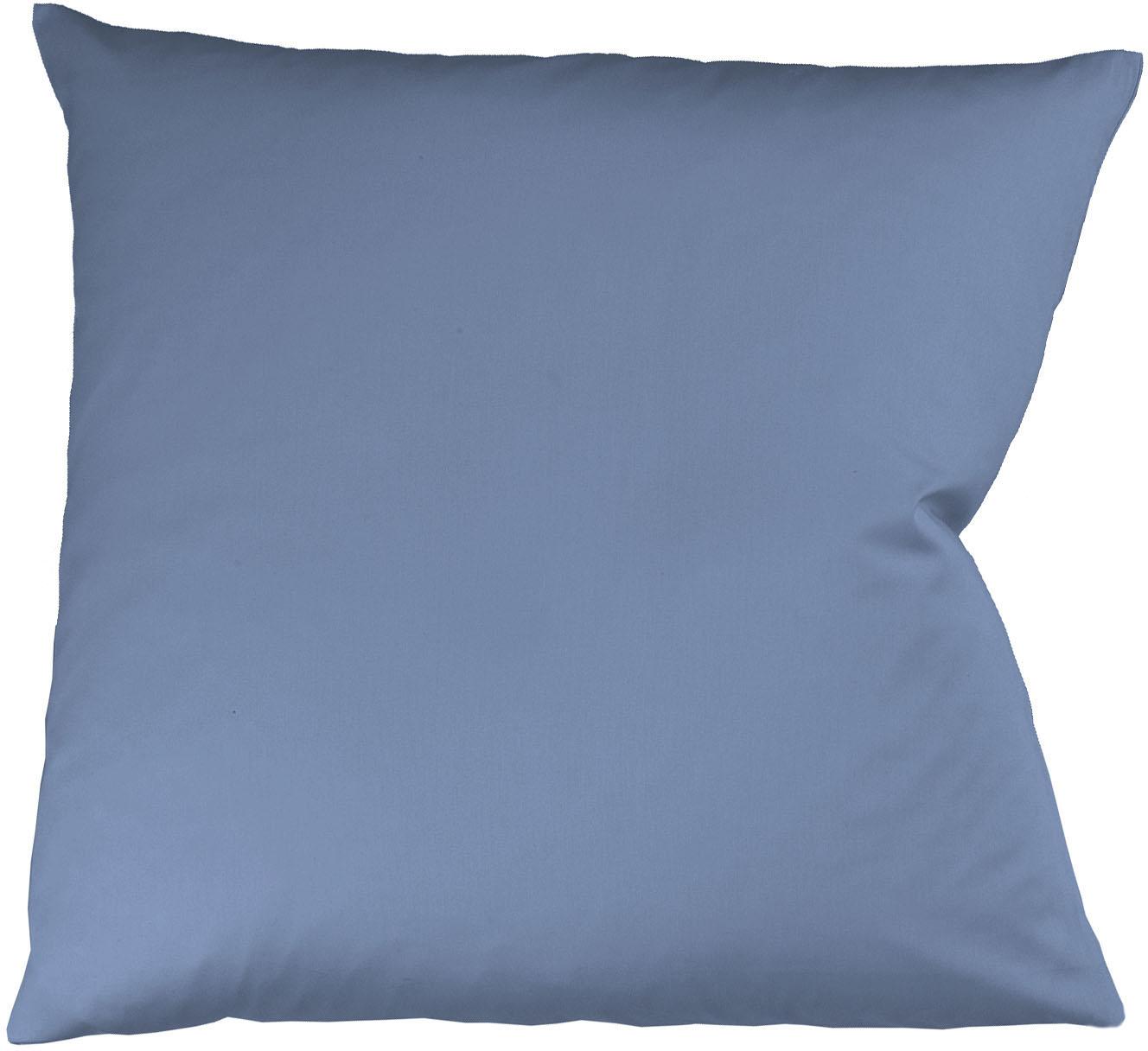 Kissenbezug FLEURESSE "Colours Mako Satin, 100% Baumwolle, mit Reißverschluss", blau (denim), B:40cm L:40cm, Mako-Satin, Mako-Satin, Kissenbezüge, Mako Satin, glänzend, glatt, Premium Qualität Image