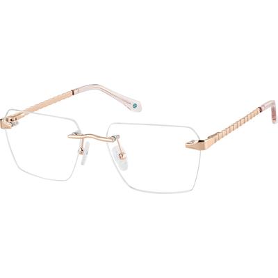 Zenni Square Glasses Rose Gold Metal Frame