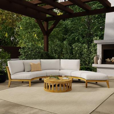 4 pc Kafelonia Teak Sectional Sofa Set by Westminster Teak with Lifetime Warranty and Sunbrella Cushions