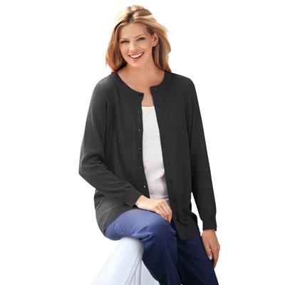 Plus Size Women's Perfect Long-Sleeve Cardigan by Woman Within in Black (Size S) Sweater