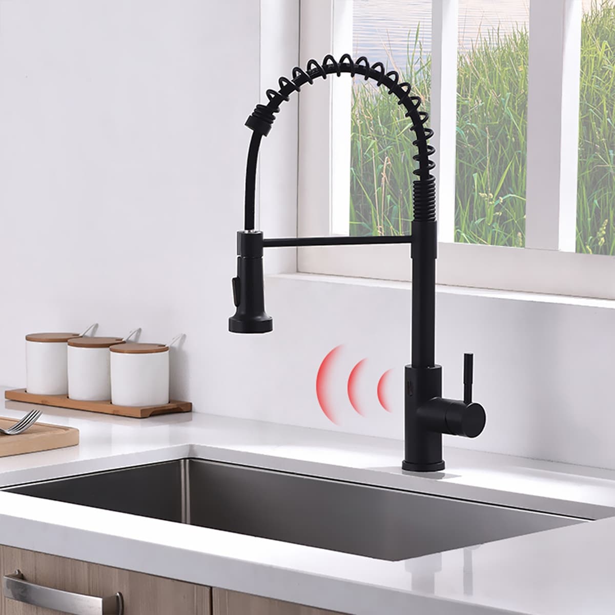 Hands Free Automatic Smart Kitchen Faucet Black Smart Kitchen Faucet,Touchless Kitchen Faucet
