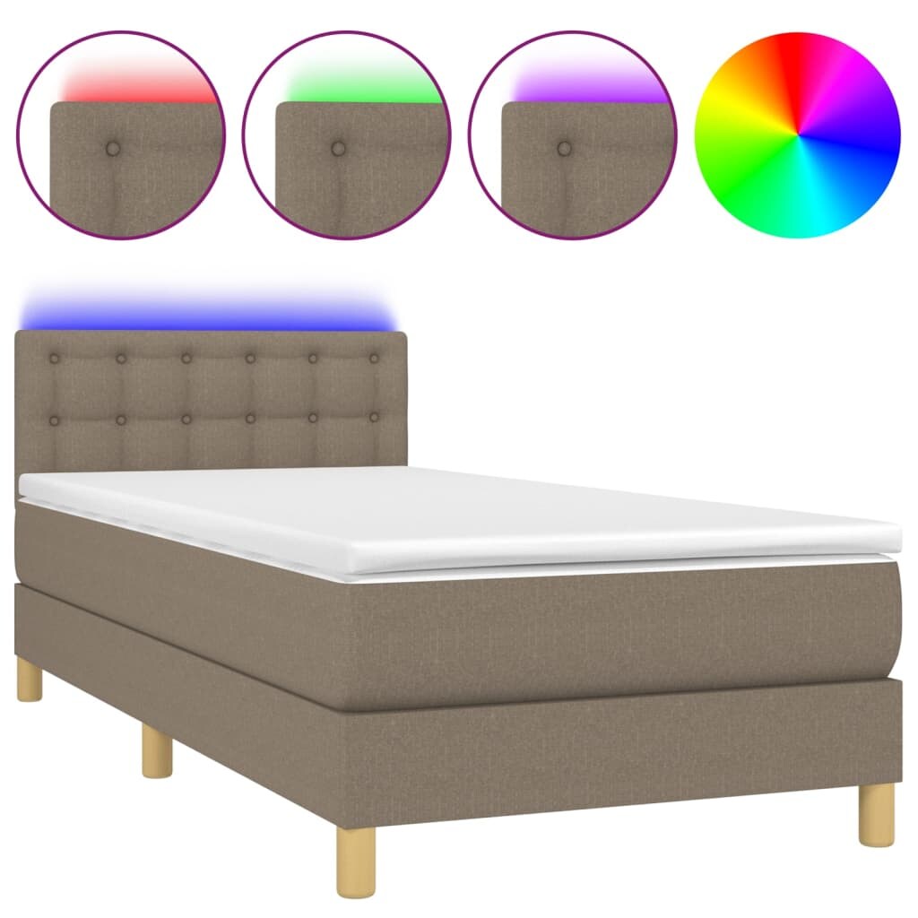 vidaXL Boxspringbett mit Matratze & LED Taupe 100x200 cm Stoff Image