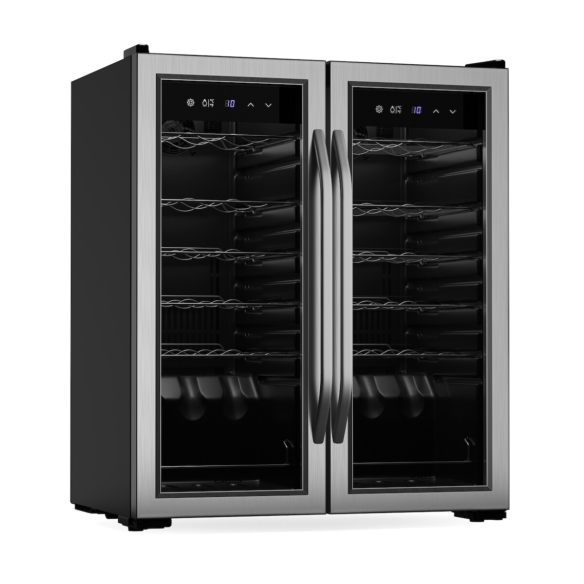 Klarstein Vinamour Weinkühlschrank | 2 Kühlzonen | 7 Regale | Touch-Bedienung | UV-Schutz Schwarz Image