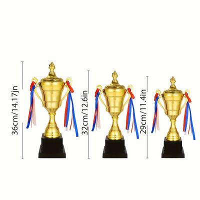 TEMU Metal Large Trophy, For Sports,tournaments,competitions,soccer Match Trophy,other Teamwork Award Image