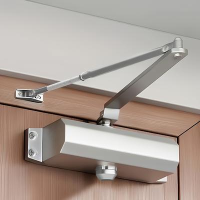 TEMU 1pc Automatic Hydraulic Door Closer, Light-duty Metal Spring For Residential & Fire Doors, Adjustable Closing , Aluminum Alloy Housing, , Hardware Accessory Image
