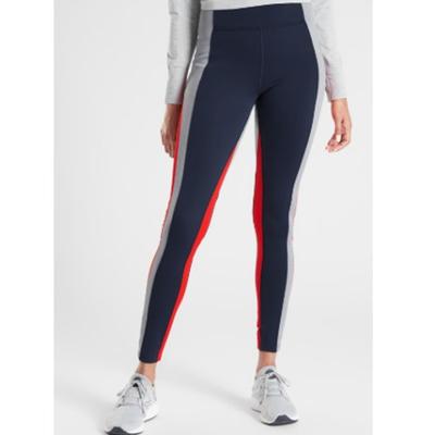 Athleta Pants & Jumpsuits | Athleta High Rise Navy Crest Colorblock Tight Activewear Women Petite Sz Mp | Color: Blue/Orange | Size: L