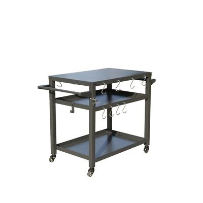 Outdoor Cooking Prep Table with Rust-Proof Stainless Steel Top, 3 Shelves, Tool Hooks, Wheels with Brakes, and Full Accessories