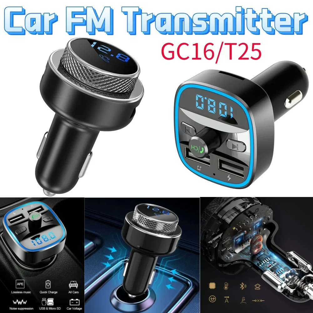 Gc16 auto fm sender für auto schnell ladegerät qc3.0 usb ladegerät bluetooth-kompatible Freis prec heinrich tung mp3 player usb ladegerät autoteile Image