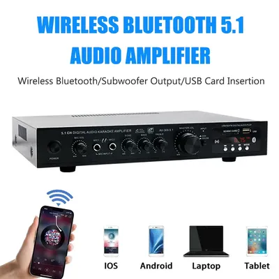 AV-369BT Bluetooth 5.1 Sound Lautsprecher AMP, HiFi Audio Verstärker Empfänger, 6-Kanal Heimkino Audio Stereo System Komponenten