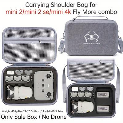 TEMU 1pc Porseejie Multi-functional Eva Drone Carrying Shoulder Bag For 2//mini 4k, Shockproof, Waterproof, Anti-fall Protection, With Accessory Storage And Battery Holders