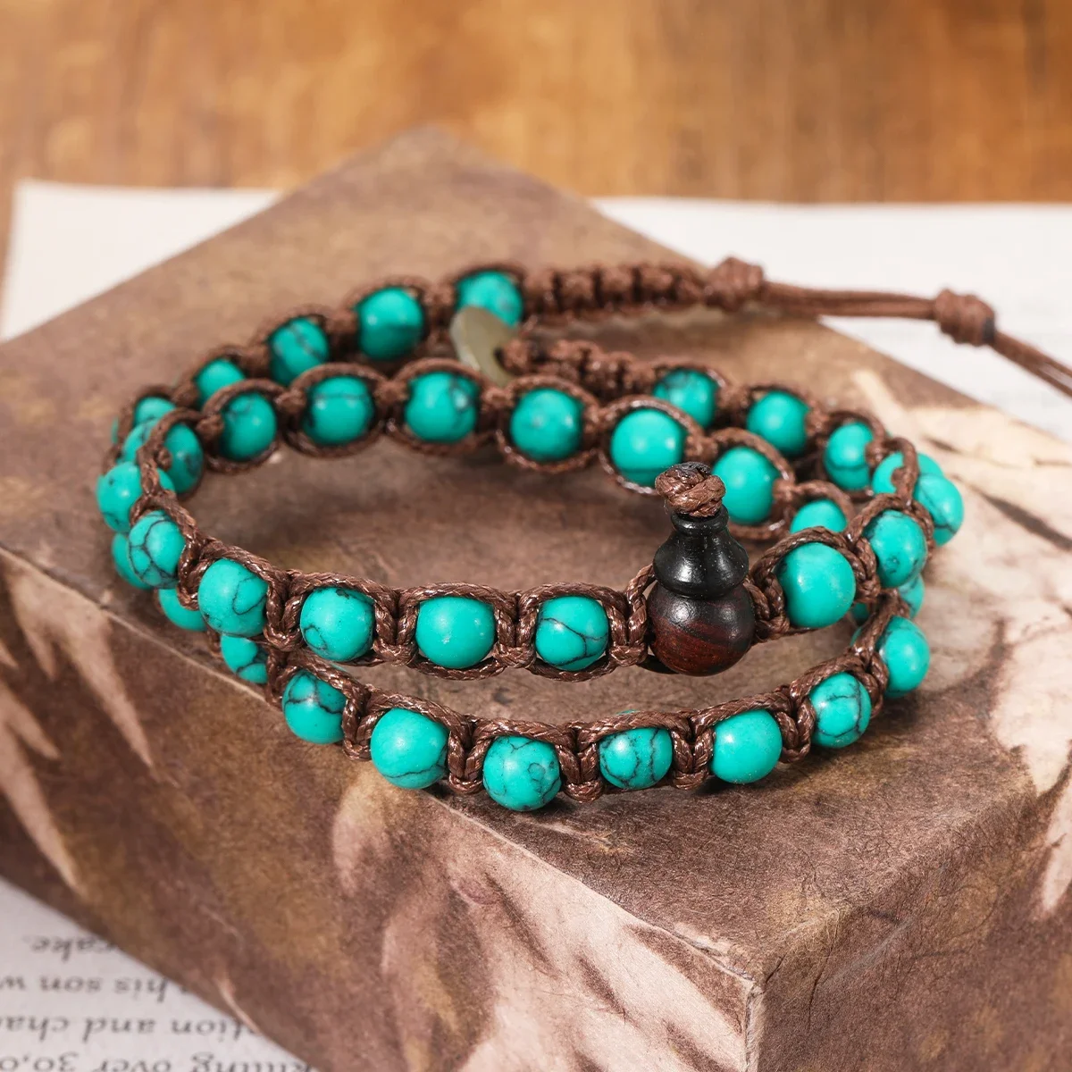 6mm Buddhistische Naturstein-Perlen Sandelholz Buddha Meditations-Rosenkranz Armband für Frauen und Männer Kürbis-Perlen Mehrkreis-Armband Image