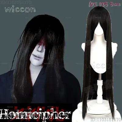 Homicipher Mr. Crawling Mr. Scarletella Scarling Cosplay Perücke Spiel Schwarz Langes Haar Rote Image
