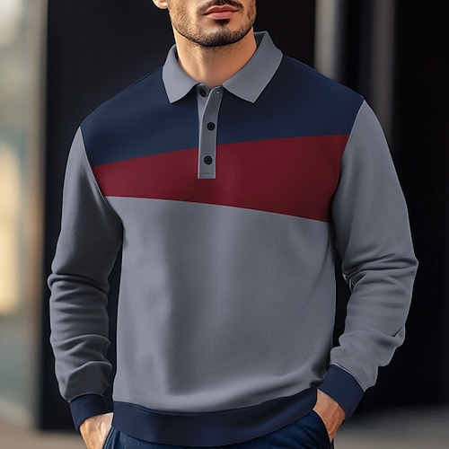 Per uomo A righe Polo da rugby Polo a maglia intrecciata Manica Lunga Magliette polo Camicie con Colletto Casual All'aperto Athleisure Stampa 3D Primavera Autunno Inverno Nero Blu Marrone