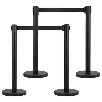 4/6PCS Crowd Control Stanchions, Crowd Control Barriers with 6.5FT Retractable Belts, Stanchion