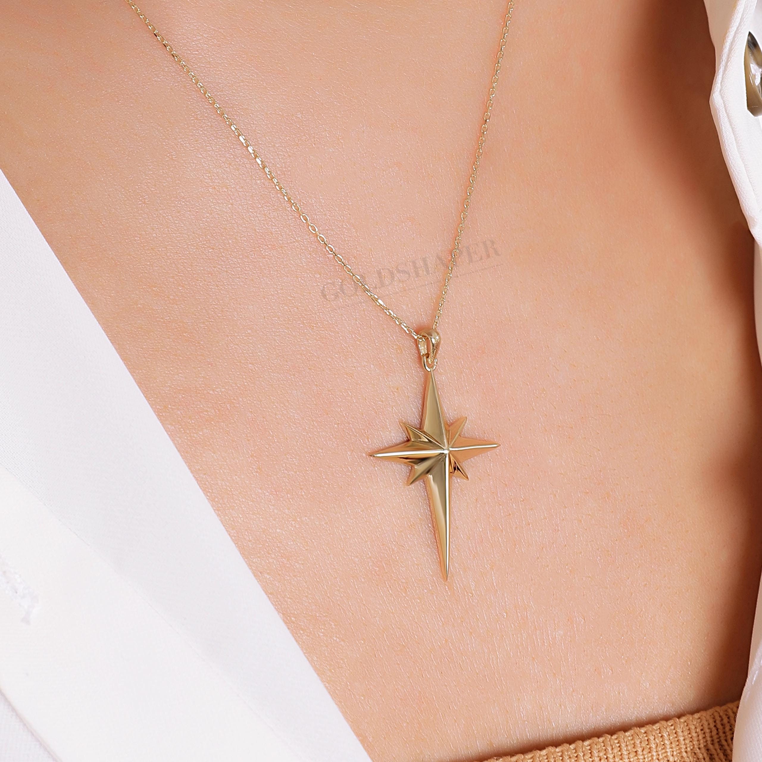 Collana stella polare in oro 14K, collana stella polare in oro, collana con ciondolo stella polare, collana stella, ciondolo stella polare, collana d'