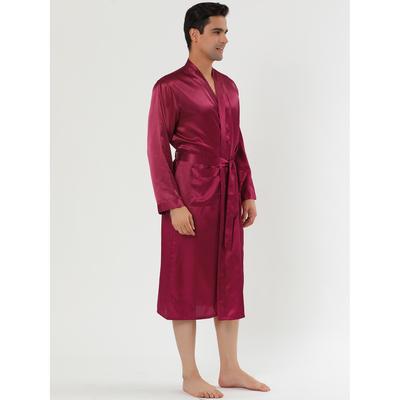 Men's Satin Robe Nightdress Sleepwear Pajama Dress Bathrobe