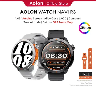 KHwatch Navi R3 Smart Watch Men GPS Map Running Pace Altitude 3ATM AOD Display Amoled Screen Bluetooth Call Smartwatch