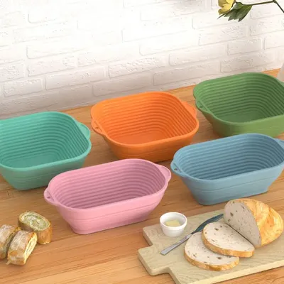 Silicone Bread Basket Baking Dessert Oval Dough Bread Proofing Baskets Collapsible Storage Fermentation Sourdough Basket Kitchen