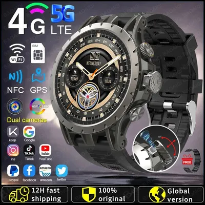 5G Full Netcom Android 9.0 4G Smart Watch 466*466 Amoled 1.43'' Screen Display GPS WIFI HD Video Call 5MP Camera Smartwatch Man