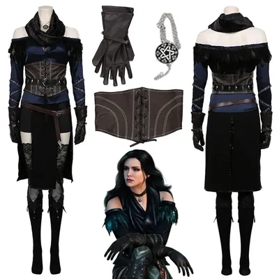 Yennefer Cosplay Kostüm Spiel Hexe Fantasie Gürtel Schal Rock Handschuh Set Verkleidung Outfits Frauen Halloween Kostüm Karneval Anzug Image