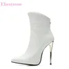 Marke Neue Sexy Schwarz Weiß Frauen Hochzeit Stiefel Super Stiletto Heels Dame Abend Schuhe S271 Plus Große Größe 11 43 48