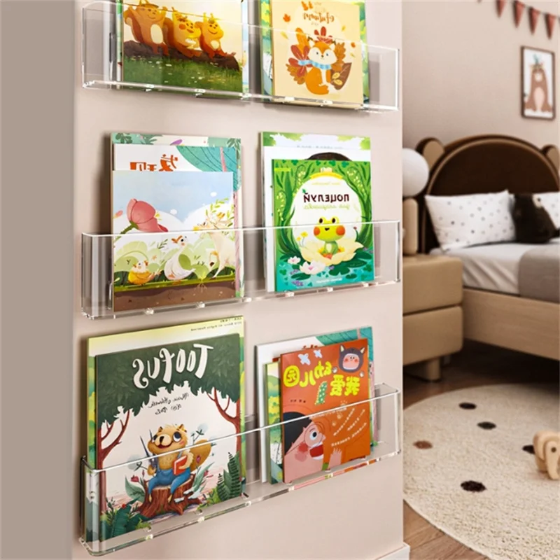 1/2/3PCS Acryl Bild Buch Display-ständer Bücherregal kinder Wand Lesen Magazin Lagerung Wand Hängen bücherregal