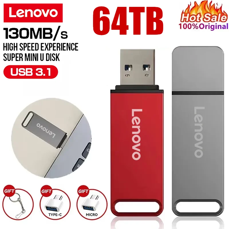 Lenovo 64 to USB 3.0 clé USB transfert haute vitesse 16 to 8 to 2 to clé USB en métal clé USB clé USB clé mémoire pour PC portable