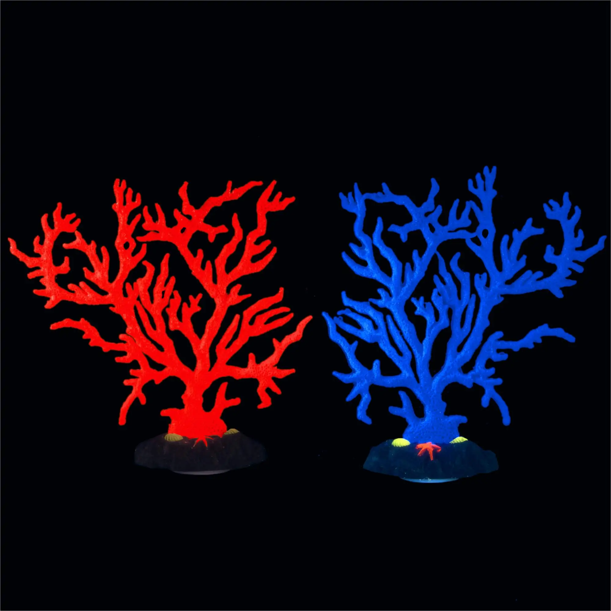 2-teilige Aquarium-Ornamente, Aquarium, wasserliche Landschaftsbau-Dekoration, simulierte Harzkoralle, gefälschte aquatische fluoreszierende Landschaftsbau-Deko Image