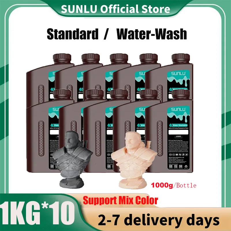 SUNLU 10KG Standard / Water-Wash 3D Resin 405nm UV Resin For most SLA/DLP/LCD 3D Printer Material UV Sensitive 1kg Image