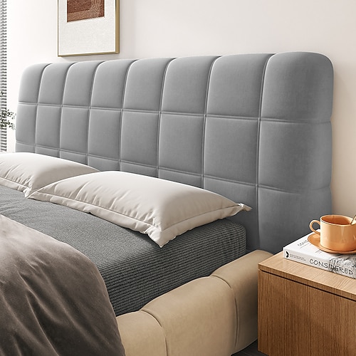 Vollumschließender Kopfteilbezug aus Kristallsamt mit Polsterung aus PP-Baumwolle, staubdicht Stoßfester Schonbezug für Kopfteil, Queen/King/Full, elastische Seiten passen auf verschiedene Kopfteile Image