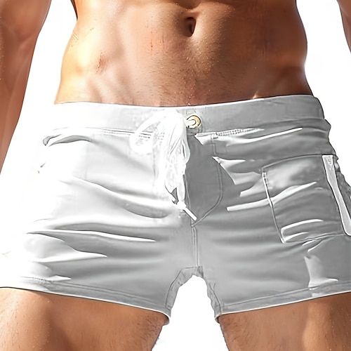 Herren Badeshorts Badehose Einfarbig Kordelzug Schnelltrocknend Bequem Atmungsaktiv Bademode Unterteile Surfen Strand Wassersport Sommer Image