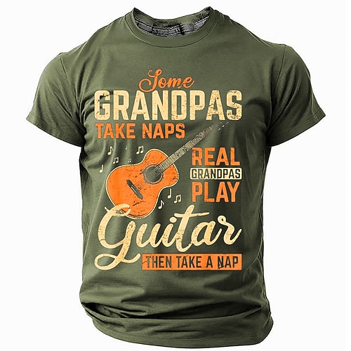 Herren Grafik T-Shirt Echte Opas spielen Gitarre und schlafen dann - Lustiges Musiker Großvater Geschenk Image