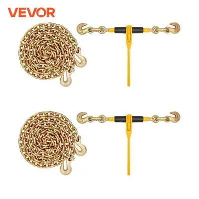 VEVOR 2pcs Binder Chain 3/8"-1/2" Ratchet Load Tie Down Binders with Grab Hooks G80 Chains for Truck