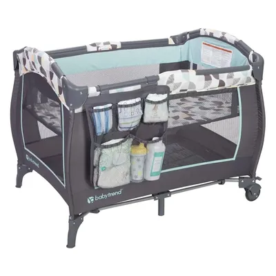 Trend-E Portable and Compact Newborn Nursery Center Pack and Play Baby Crib with Parent Organizer,