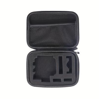 TEMU 1pc Eva Hard Shell Action Camera Storage Case - Shockproof Protective Travel Bag For Hero 12/11/10/9/8/5, Xiaomi Yi 4k, Sj4000, H9r - Black Accessory Organizer
