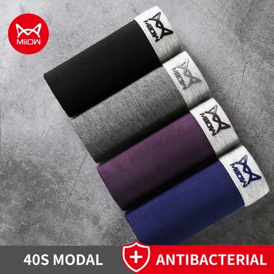 MiiOW 40S Modal Herren Höschen Set Graphene Antibakterielle Mann Unterwäsche Atmungsaktives Mesh Herren Sexy Unterhose Männer Boxer Badehose Image