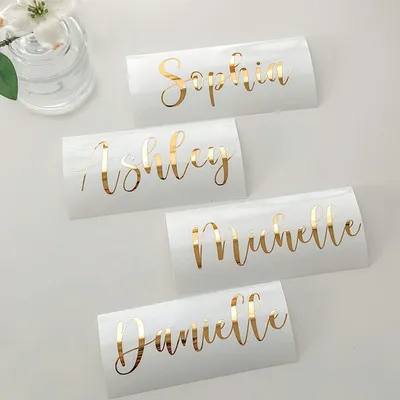 5 Stück personalisierte Namens-Viny-Abziehbilder, Aufkleber für Hochzeit, Party, Dekoration, Glas, Namensaufkleber, Babyparty, Brautjungfern, Antragsaufkleber Image