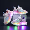 Disney Kinder Led Schuhe Kinder Mädchen Turnschuhe Gefrorene Elsa Prinzessin Beleuchtung Schuhe Rosa Lila Casual Sport Schuhe Größe 21-31