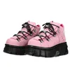 Neue Punk Stil Frauen Schuhe Lace-up ferse höhe 6CM Plattform Schuhe Frau Gothic Ankle Rock Stiefel metall Dekor Frau Turnschuhe