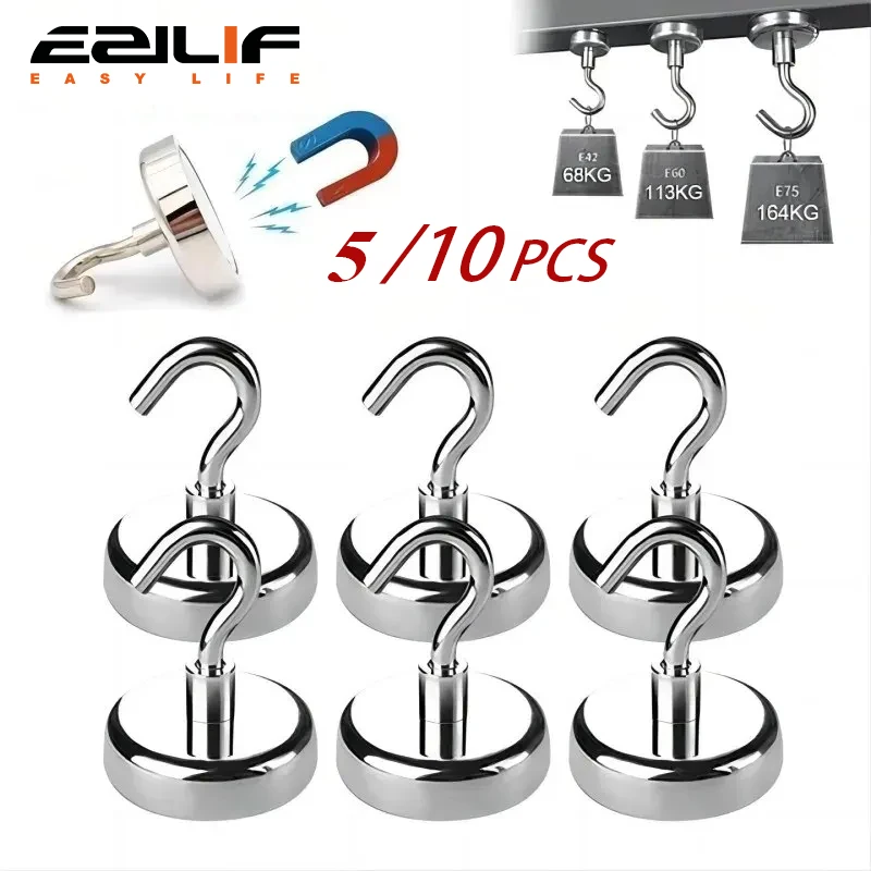 5/10PCS Starke Magnet Haken Mehrzweck Lagerung Haken Home Küche Bar Lagerung Haken Schlüssel Lagerung Haken Badezimmer kleiderbügel Image