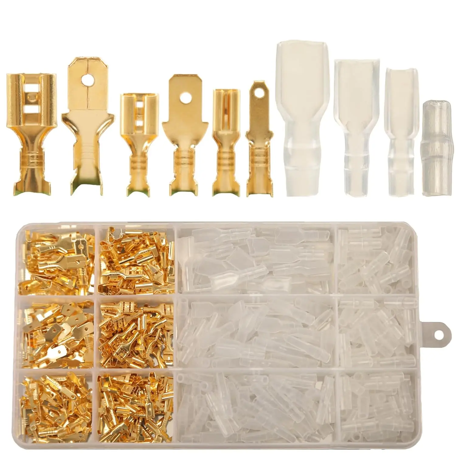480 Stück 2,8 mm 4,8 mm 6,3 mm männliche und weibliche Flachstecker-Kit Isolierhülse, Crimp-Steckverbinder Crimp-Anschlüsse elektrisch Image