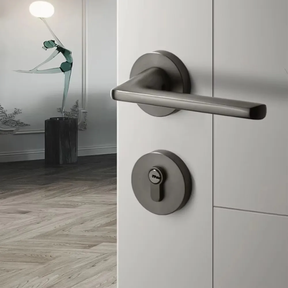 2 Stück Türgriff, leises Schloss-Design, kein Lärm, Antikollisions-Türschlösser mit Schlüsseln für Schlafzimmer, Büro für Familie Image