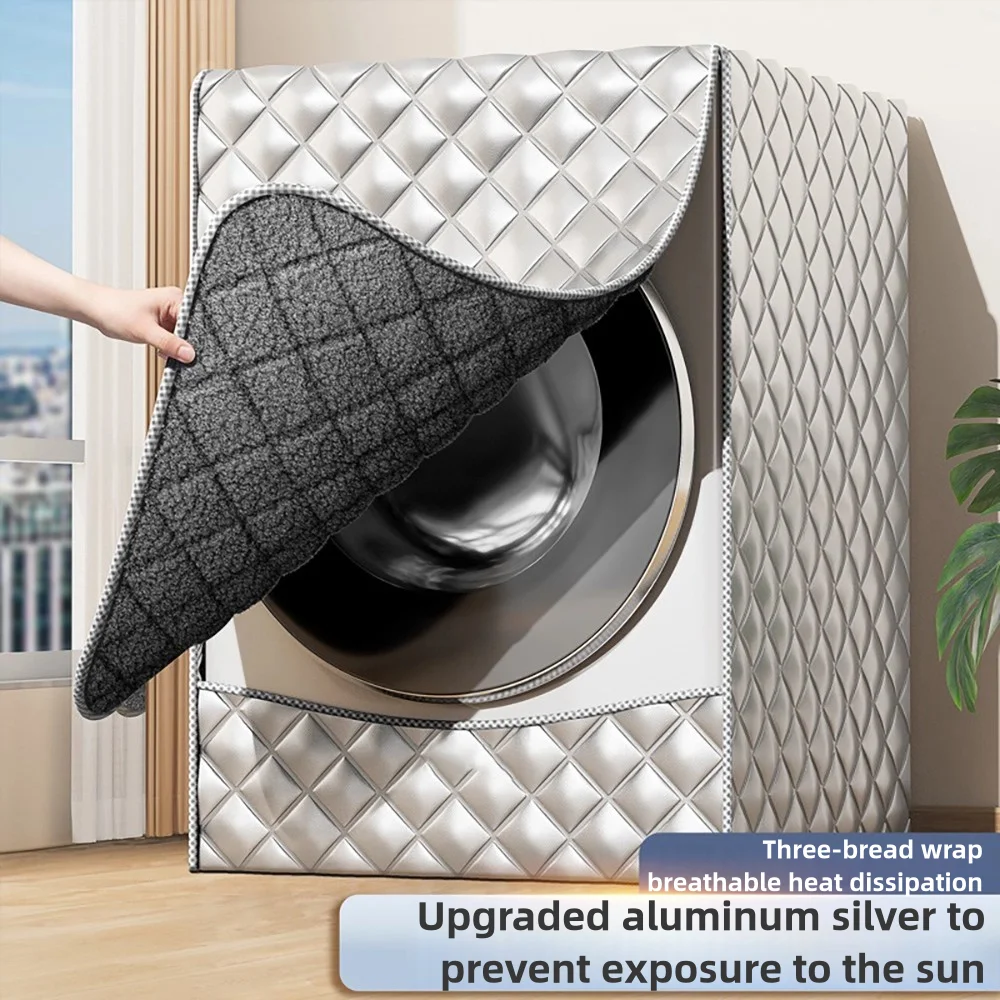 Samt- und verdickte Waschmaschinen-/Trocknerabdeckung, Sonnenschutz, Wärmeisolierung und wasserdichte Waschmaschinen- und Trocknerabdeckungen, Waschmaschine