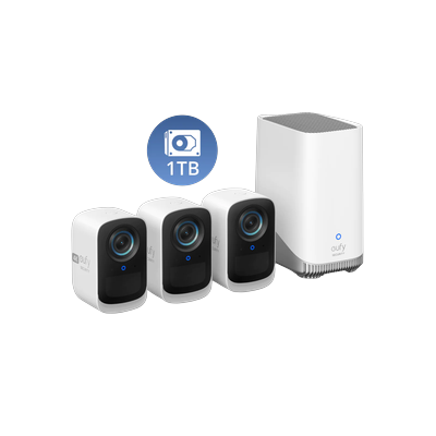 eufyCam S300 (eufyCam 3C) 3-Cam Kit +1 TB Hard Drive
