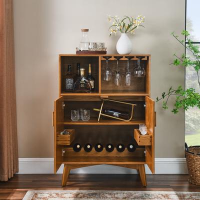 Versatile Wooden Wine Cabinet with Ample Storage and Display Options, Ideal for Home Entertaining and Organization.