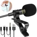 Mini microfono lavalier portatile da 1,5 m a condensatore con clip da bavero con cavo 3,5 mm USB tipo C microfon per telefono per laptop Mac pc