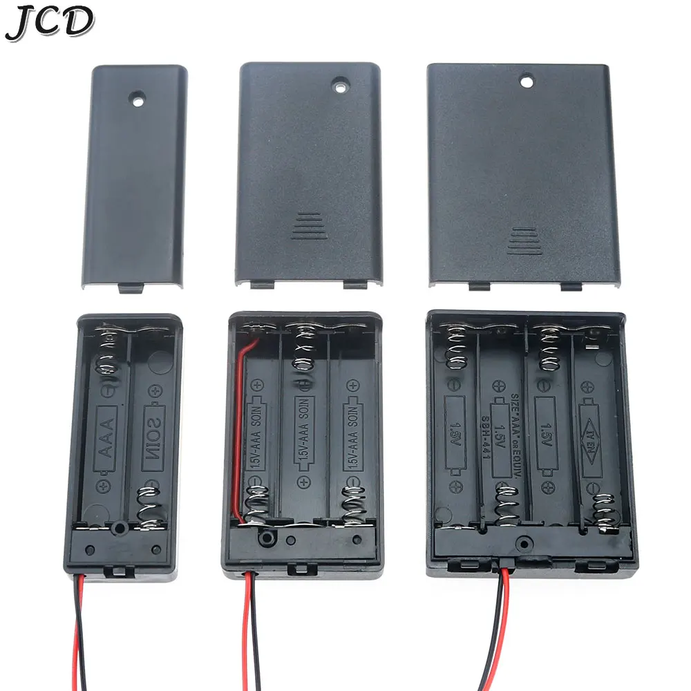 JCD 2 3 4 Slots AAA Batteriehaltergehäuse Batteriekasten mit Anschlüssen mit EIN/AUS-Schalterabdeckung Standardbatteriebehälter Image