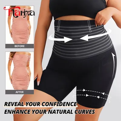 Flarixa 1 Stück Plus Size Hohe Taille Bauchkontrolle Shapewear Shorts Postpartale Unterwäsche Po-Lifting Oberschenkel Slimmer Plus Intimates